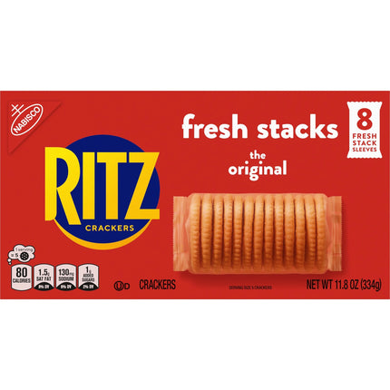 RITZ Fresh Stacks Original Crackers, Travel Snacks, 11.8 Oz (8 Multi Snack Packs)