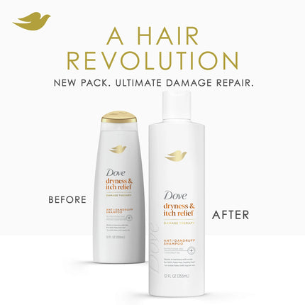 Dove Damage Therapy Derma Anti-Dandruff Shampoo for Flaky Scalp Dryness + Itch with Pyrithione Zinc & Coconut Oil, 12 Oz