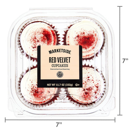 Marketside Red Velvet Cupcakes, 11.7 Oz Tray, 4 Count