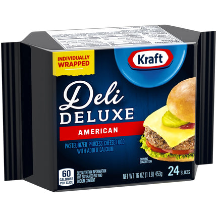 Kraft Deli Deluxe American Cheese Wrapped Slices, 24 Ct Pk, Refrigerated