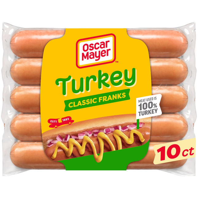 Oscar Mayer Turkey Franks Hot Dogs, Refrigerated, 16 Oz, 10 Count