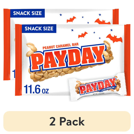 Payday Peanut Caramel Snack Size Halloween Candy, Bag 11.6 Oz