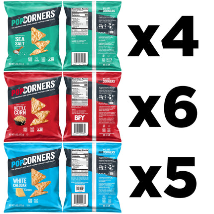 Popcorners Popped Corn Snack Chips, 3 Flavor Variety Pack, 15 Count Multipack