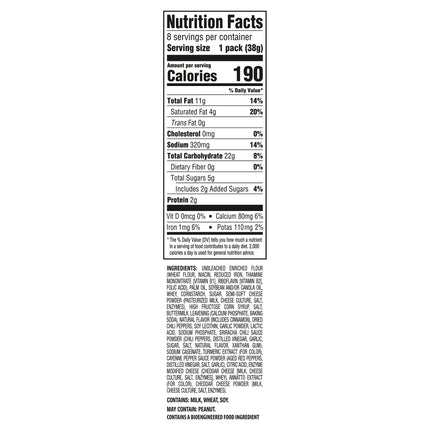 RITZ Spicy Cheddar Cheese Sandwich Crackers, Lunch Snacks, 8 Snack Packs (6 Crackers per Pack)