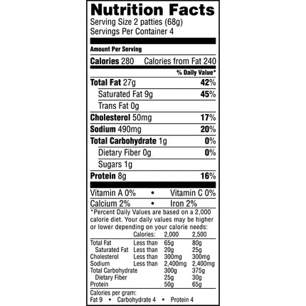 Jimmy Dean Fully Cooked Original Pork Sausage Patties, 9.6 Oz, 8 Count