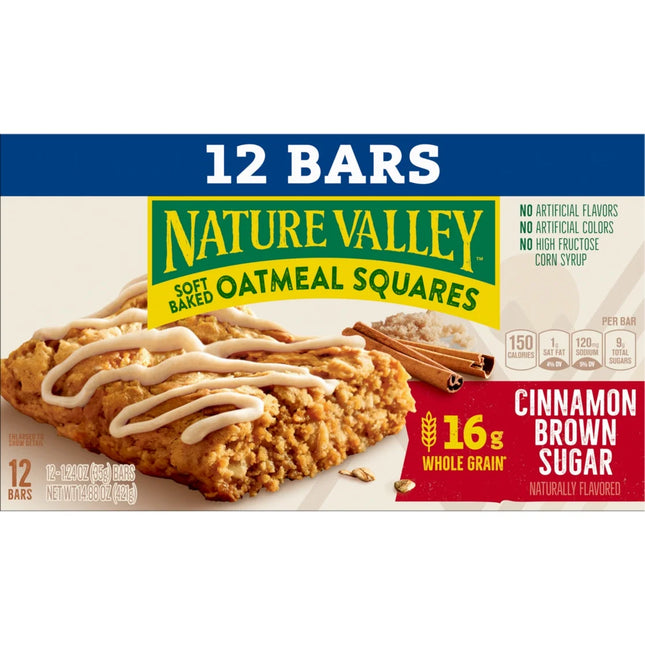 Nature Valley Soft Baked Oatmeal Squares, Cinnamon Brown Sugar, 12 Bars, 14.88 Oz