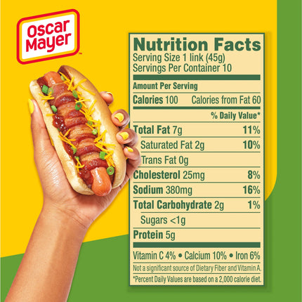 Oscar Mayer Turkey Franks Hot Dogs, Refrigerated, 16 Oz, 10 Count