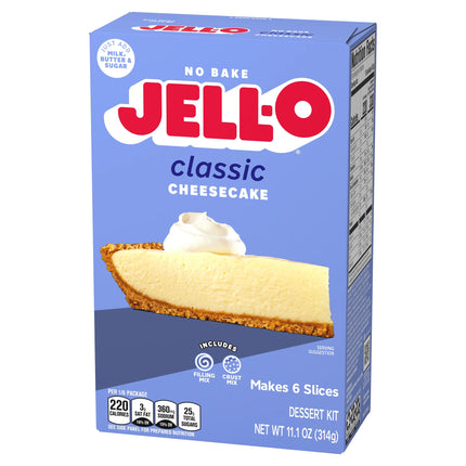 Jell-O No Bake Classic Cheesecake Dessert Kit with Filling Mix and Crust Mix, 11.1 Oz Box