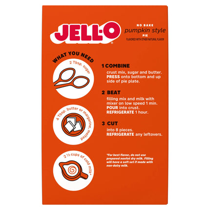 Jell-O No Bake Pumpkin Style Pie Dessert Kit with Filling Mix & Crust Mix, 9.2 Oz Box