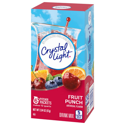 Crystal Light Fruit Punch Sugar Free Drink Mix Caffeine Free, 6 Ct Pitcher Packets