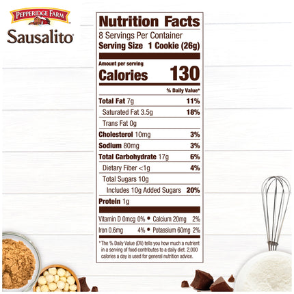 Pepperidge Farm Sausalito Crispy Milk Chocolate Macadamia Nut Cookies, 7.2 Oz Bag (8 Cookies)