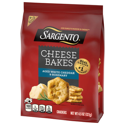 Sargento® Cheese Bakes Aged White Cheddar & Rosemary Crackers, Cheese Crackers, Lunch Snacks, 4.5 Oz