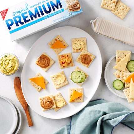 Premium Original Saltine Crackers, Lunch Snacks, 16 Oz