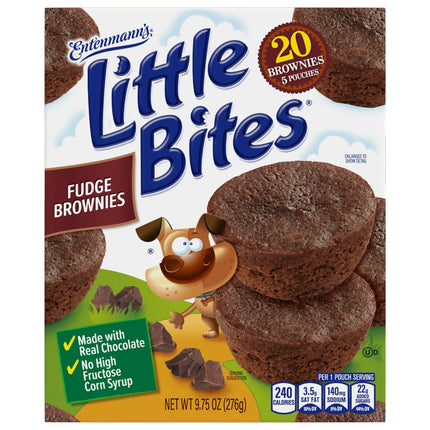Little Bites Chocolate Fudge Brownies, 5 Packs, Real Chocolate Mini Muffins, 9.75 Oz Box