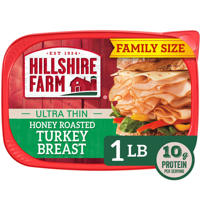 Hillshire Farm Ultra Thin Sliced Honey Roasted Turkey Breast Deli Lunch Meat, 16 Oz Plastic Tub