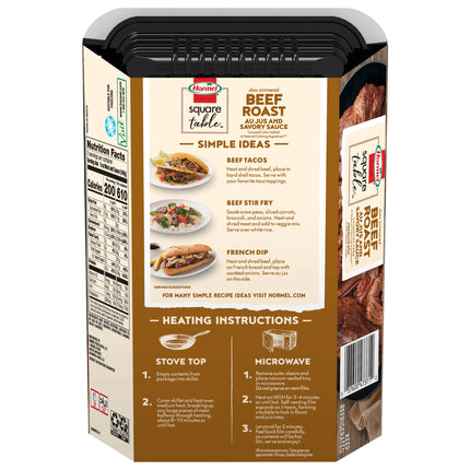 HORMEL SQUARE TABLE Slow Simmered Beef Roast Au Jus and Savory Sauce, Refrigerated, 15 Oz Plastic Microwaveable Tray