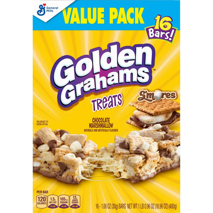 Golden Grahams Cereal Treat Bars, S'Mores, Snack Bars, Value Pack, 16 Ct, 16.96 Oz