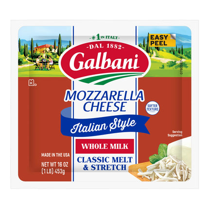 Galbani Whole Milk Mozzarella Cheese Block, 16 Oz (Refrigerated)