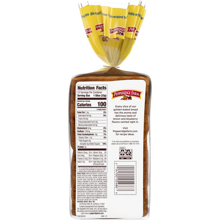 Pepperidge Farm Swirl Lemon Blueberry Flavored Breakfast Bread, 14 Oz Loaf