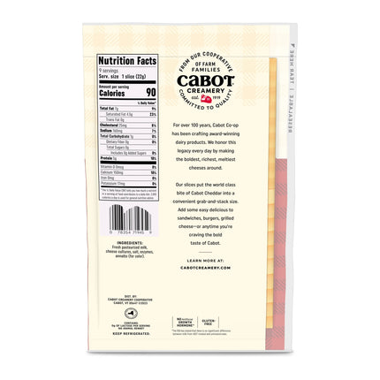 Cabot Creamery New York Extra Sharp Yellow Cheese Slices 7 Oz (Refrigerated)
