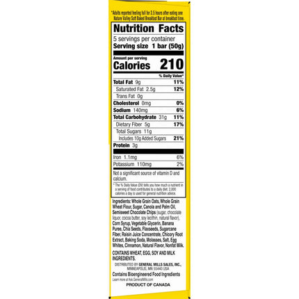 Nature Valley Soft Baked Breakfast Bars, Banana Chocolate Chip, 5 Bars, 8.85 Oz
