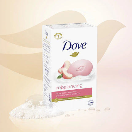 Dove Beauty Bar Women'S Bath Soap Rebalancing White Peach & Rice Milk, 3.75 Oz 4 Bars