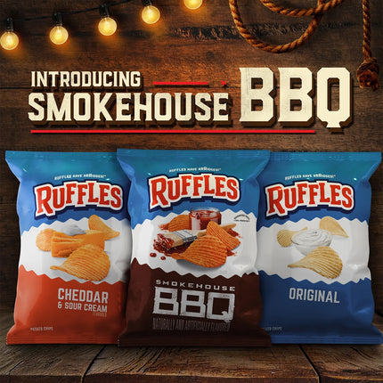 Ruffles Smokehouse BBQ Naturally and Artificially Flavored Potato Chips, 8 Oz