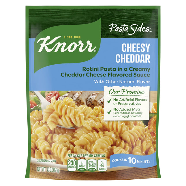 Knorr Pasta Sides Cheesy Cheddar Rotini Pasta Made with No Artificial Flavors, 4.3 Oz Pouch