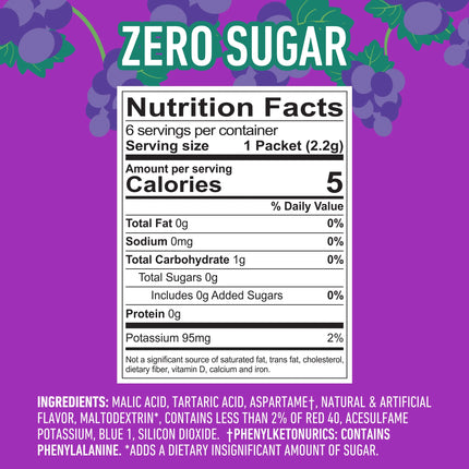 Crush Grape Powder Drink Mix, Sugar-Free, 6 Count