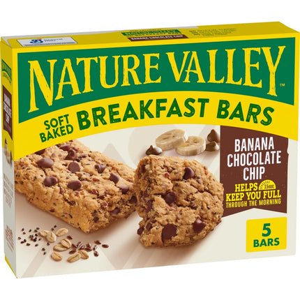Nature Valley Soft Baked Breakfast Bars, Banana Chocolate Chip, 5 Bars, 8.85 Oz