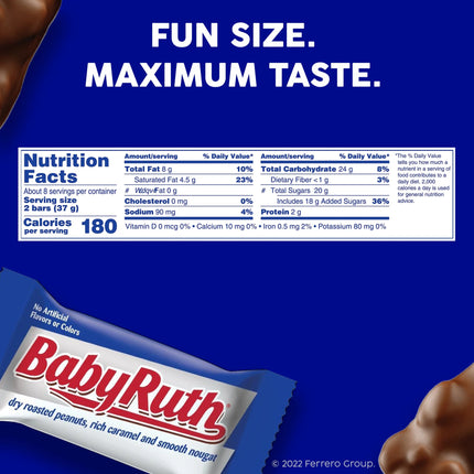 Baby Ruth, Chocolatey, Peanut, Caramel, Nougat, Fun Size Candy Bars, 10.2 Oz
