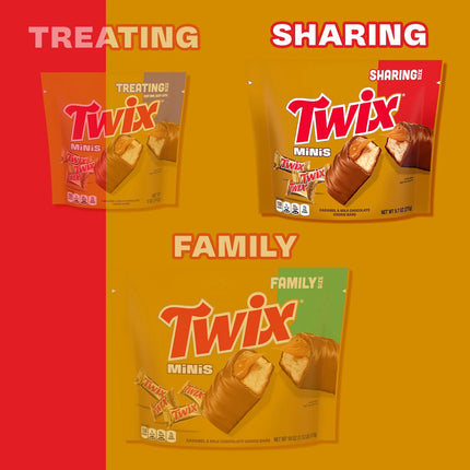 Twix Minis Caramel and Milk Chocolate Candy Bars, Sharing Size - 9.7 Oz Resealable Bag