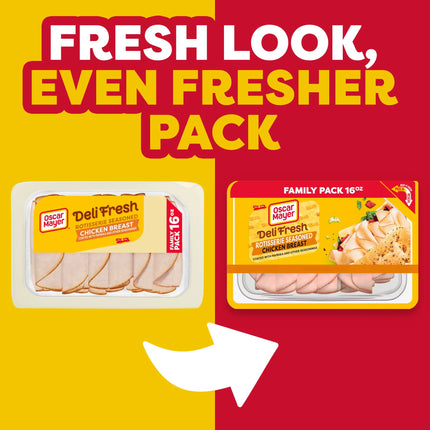 Oscar Mayer Deli Fresh Rotisserie Seasoned Sliced Chicken Breast Deli Lunch Meat, 16 Oz Package