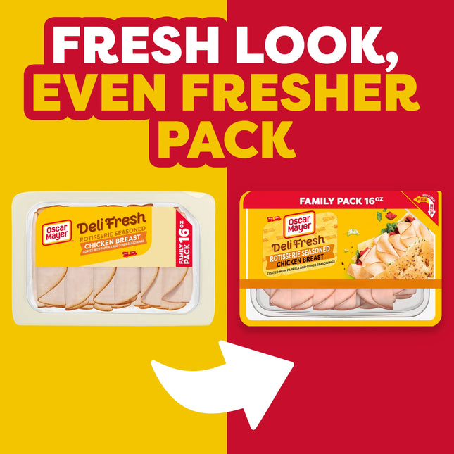 Oscar Mayer Deli Fresh Rotisserie Seasoned Sliced Chicken Breast Deli Lunch Meat, 16 Oz Package