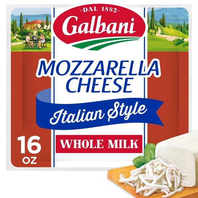 Galbani Whole Milk Mozzarella Cheese Block, 16 Oz (Refrigerated)