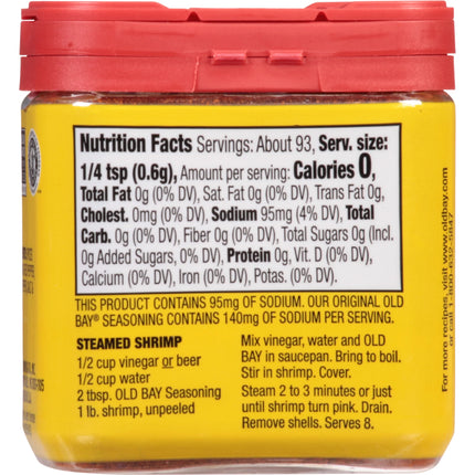 OLD BAY Gluten Free 30% Less Sodium Seasoning, 2.0 Oz Can