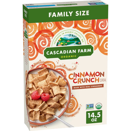 Cascadian Farm Organic Cinnamon Crunch Cereal, Family Size, 14.5 Oz