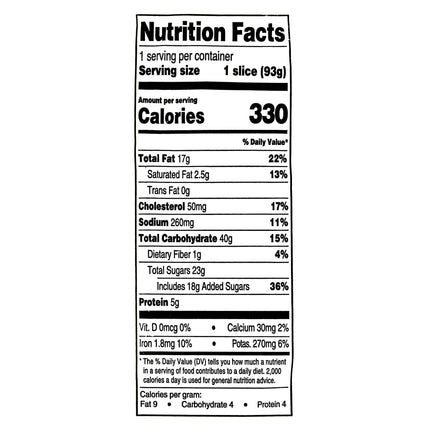Marketside Individually Wrapped Banana Nut Cake Slice, 1 Count, 3.3 Oz