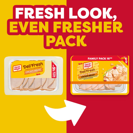 Oscar Mayer Deli Fresh Chipotle Seasoned Sliced Chicken Breast Deli Lunch Meat, 16 Oz Package