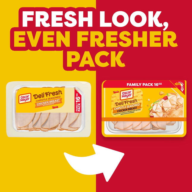 Oscar Mayer Deli Fresh Chipotle Seasoned Sliced Chicken Breast Deli Lunch Meat, 16 Oz Package