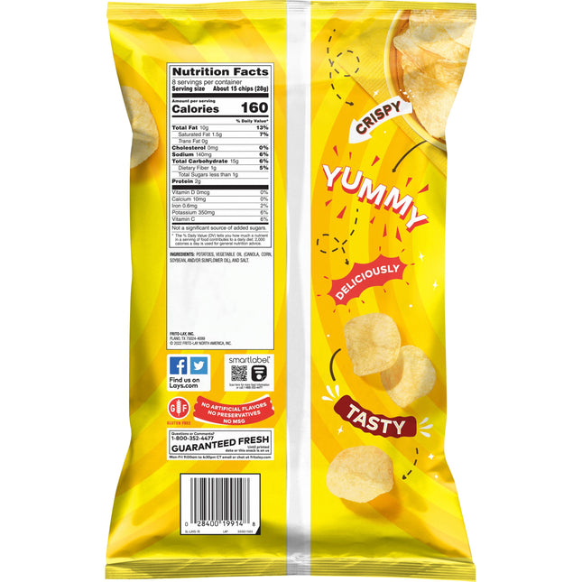 Lay'S Classic Potato Chips, 8 Oz, Plastic Bag