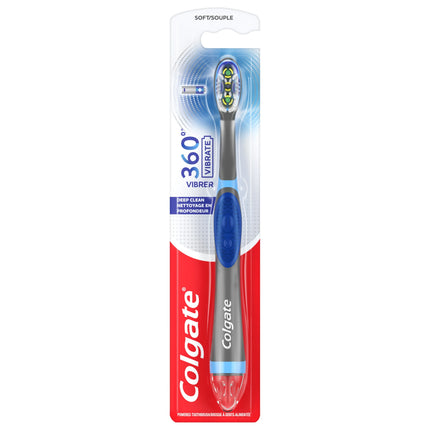 Colgate 360 Vibrate Deep Clean Battery Powered Adult Toothbrush, Soft, 1 AAA Battery Included