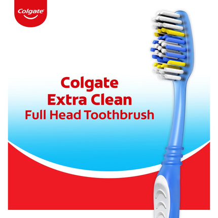 Colgate Extra Clean Flexible Grip Adult Manual Toothbrush, Medium, 4 Pack