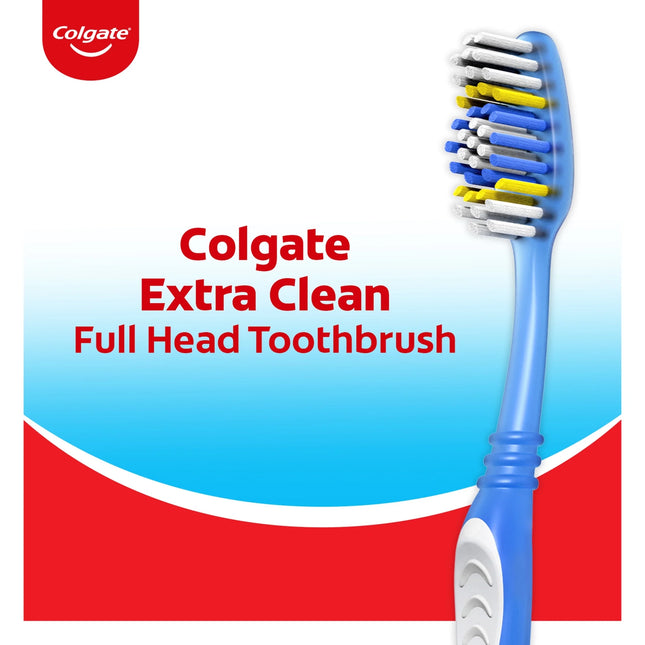 Colgate Extra Clean Flexible Grip Adult Manual Toothbrush, Medium, 4 Pack