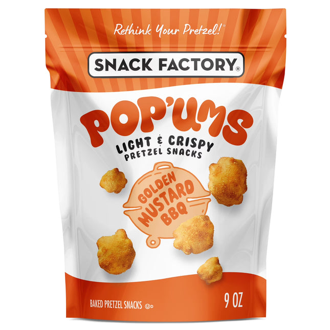 Snack Factory Pop'Ums Golden Mustard BBQ Pretzel Snacks, 9 Oz Bag