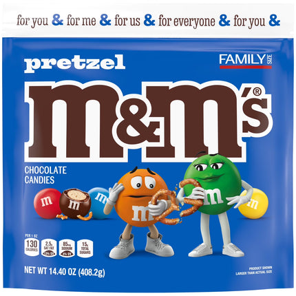 M&M'S Pretzel Milk Chocolate Candy, Family Size - 14.4 Oz Bag
