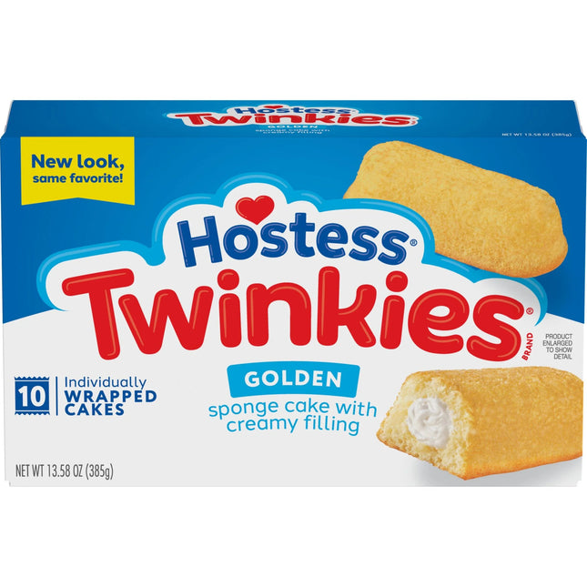 Hostess Twinkies Snack Cakes, Golden Sponge Cake with Crème Filling, 13.58 Oz Box (10 Ct.)