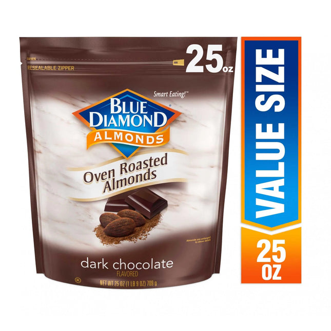 Blue Diamond Almonds Oven Roasted Dark Chocolate Almonds, 25 Oz.