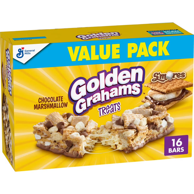 Golden Grahams Cereal Treat Bars, S'Mores, Snack Bars, Value Pack, 16 Ct, 16.96 Oz
