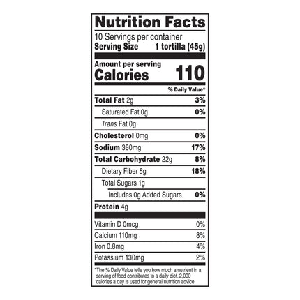 Mission Super Soft Whole Wheat Flour Tortillas, Soft Taco Size, 10 Count